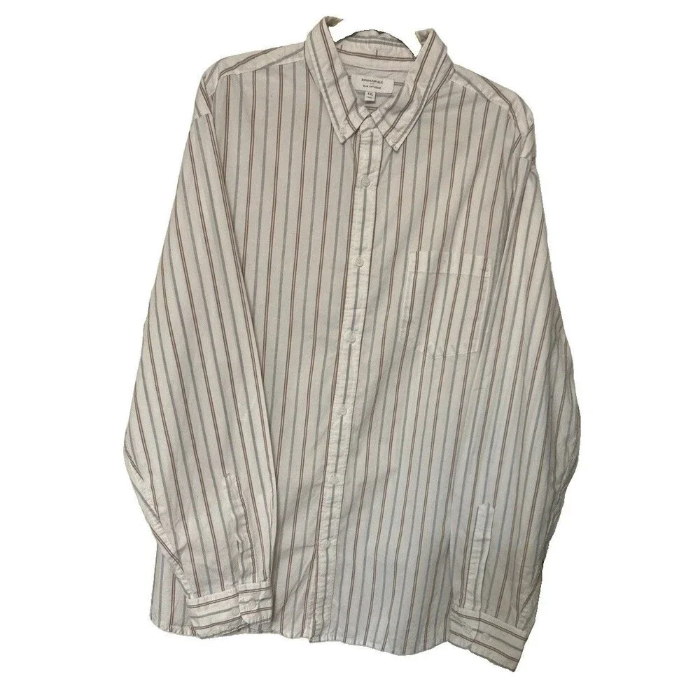 Banana Republic Button-Up Shirt Men 2XL Slim Untucked Stripe Long Sleeve Cotton
